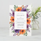 Invitation Mariage d'été radiant violet mandarine (Debout devant)