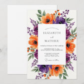 Invitation Mariage d'été radiant violet mandarine (Devant / Derrière)