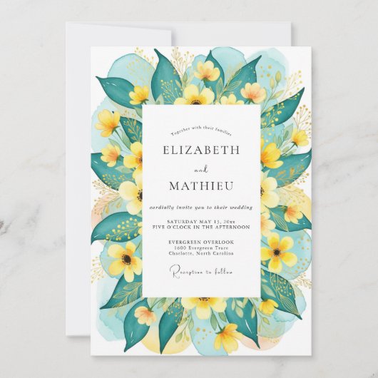Invitation Mariage d'été radieux sarcelle (Devant)
