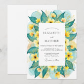 Invitation Mariage d'été radieux sarcelle (Devant / Derrière)