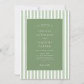 Invitation Mariage d'été rayures vert rétro (Devant)