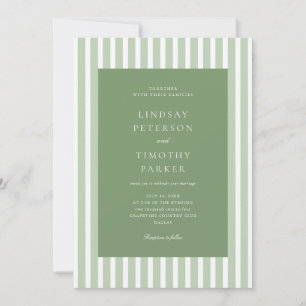 Invitation Mariage d'été rayures vert rétro
