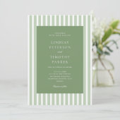 Invitation Mariage d'été rayures vert rétro (Debout devant)