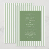 Invitation Mariage d'été rayures vert rétro (Devant / Derrière)