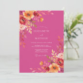 Invitation Mariage d'été resplendissant magenta (Debout devant)