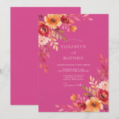 Invitation Mariage d'été resplendissant magenta (Devant / Derrière)