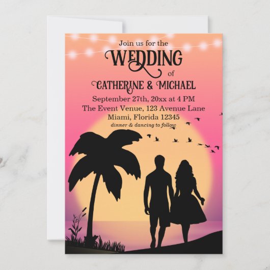 Invitation Mariage d'été Retro Tropical Ocean Beach (Devant)