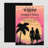 Invitation Mariage d'été Retro Tropical Ocean Beach (Devant / Derrière)