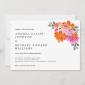 Invitation Mariage d'été rose et orange floral (Devant)