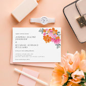 Invitation Mariage d'été rose et orange floral