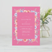 Invitation Mariage d'été rose vibrant chaud (Debout devant)