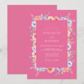 Invitation Mariage d'été rose vibrant chaud (Devant / Derrière)