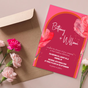Invitation Mariage d'été rose vibre moderne