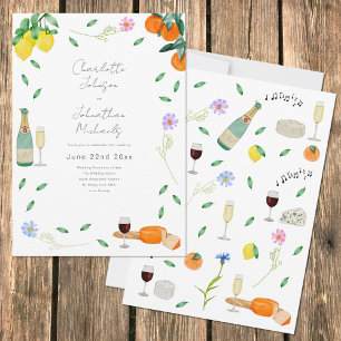 Invitation Mariage d'été rustique à l'aquarelle bohème chic