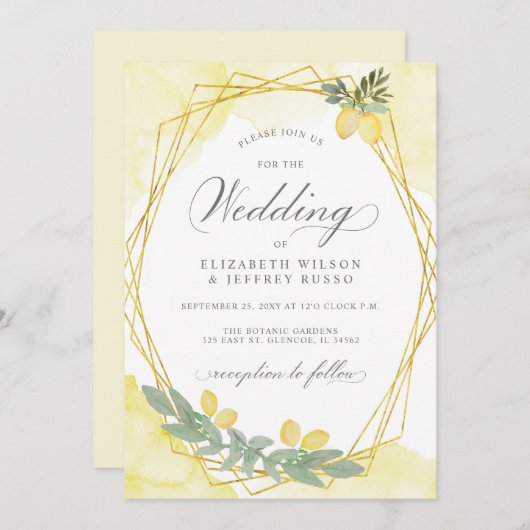 Invitation Mariage d'été Rustique Citrus Boho (Devant / Derrière)