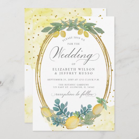Invitation Mariage d'été Rustique Citrus Boho (Devant / Derrière)