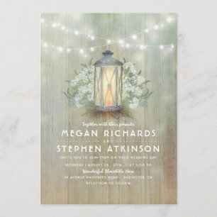 Invitation Mariage d'été rustique pour la lanterne et le bébé