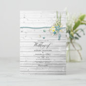 Invitation Mariage d'été rustique sur la plage avec QR Code R (Debout devant)