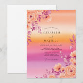 Invitation Mariage d'été scintillant pêche (Devant / Derrière)