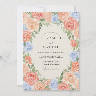Invitation Mariage d'été somptueux aux pêches