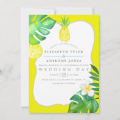 Invitation Mariage d'été Turquoise et Jaune (Devant)