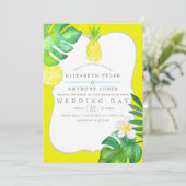 Invitation Mariage d'été Turquoise et Jaune (Debout devant)