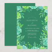 Invitation Mariage d'été vert Kelly vif (Devant / Derrière)
