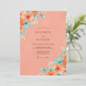Invitation Mariage d'été vibrant corail (Debout devant)