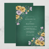 Invitation Mariage d'été vibrant en forêt verte (Devant / Derrière)