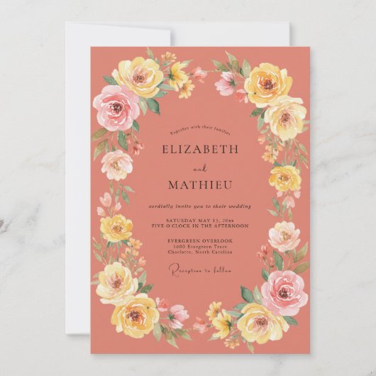 Invitation Mariage d'été vibrant en terre cuite (Devant)