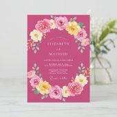 Invitation Mariage d'été vibrant magenta (Debout devant)