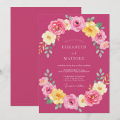 Invitation Mariage d'été vibrant magenta (Devant / Derrière)