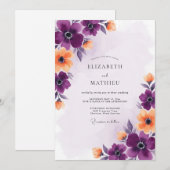Invitation Mariage d'été violet glorieux (Devant / Derrière)