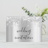 Invitation Mariage d'étincelle gris argent (Debout devant)