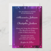 Invitation Mariage d'étincelle moderne rose et violet (Devant)