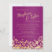 Invitation Mariage d'étincelle violette et or (Devant)
