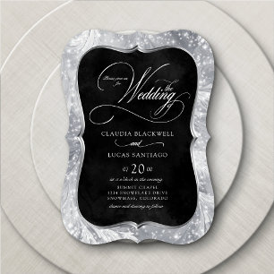 Invitation Mariage d'étincelles noires d'hiver