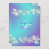 Invitation Mariage d'étoiles de plage bleu violet (Devant / Derrière)