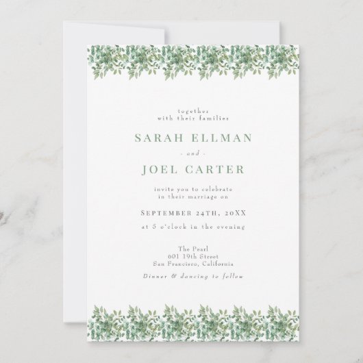 Invitation Mariage d'eucalyptus (Devant)