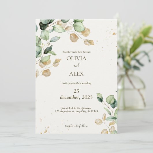 Invitation Mariage d'eucalyptus (Debout devant)
