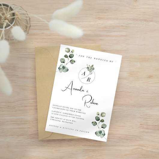 Invitation Mariage d'eucalyptus botanique moderne
