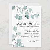 Invitation Mariage d'eucalyptus en argent (Devant)