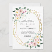 Invitation Mariage d'Eucalyptus Floral Rose et Violet (Devant)