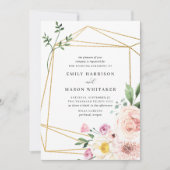 Invitation Mariage d'Eucalyptus Floral Rose et Violet (Devant)