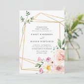 Invitation Mariage d'Eucalyptus Floral Rose et Violet (Debout devant)