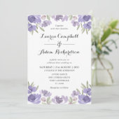 Invitation Mariage d'Eucalyptus Floral Violet Rustique (Debout devant)