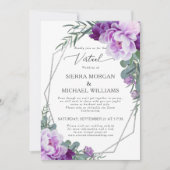 Invitation Mariage d'Eucalyptus Floral Virtuel Purple et Arge (Devant)