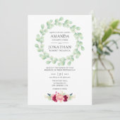 Invitation Mariage d'eucalyptus floraux de Bourgogne et de Bl (Debout devant)