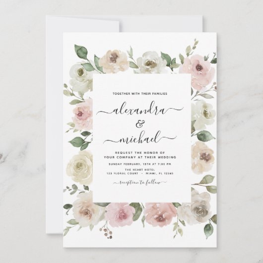 Invitation Mariage d'Eucalyptus rose poussiéreux (Devant)