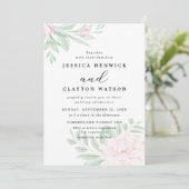 Invitation Mariage d'eucalyptus rose rose pâle minimal (Debout devant)